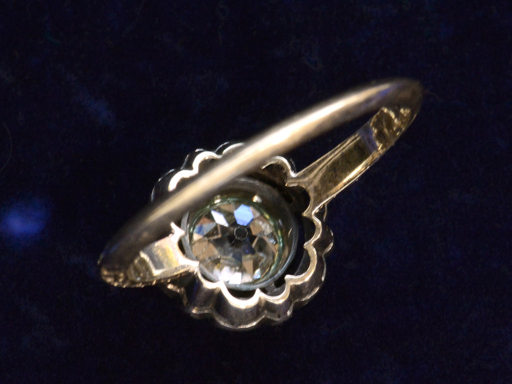 Inside view of c1900 1.30ct Engagement Ring (shown on dark background)