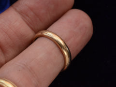 thumbnail of c1950 3.8mm 14K Yellow Gold Band on finger for scale