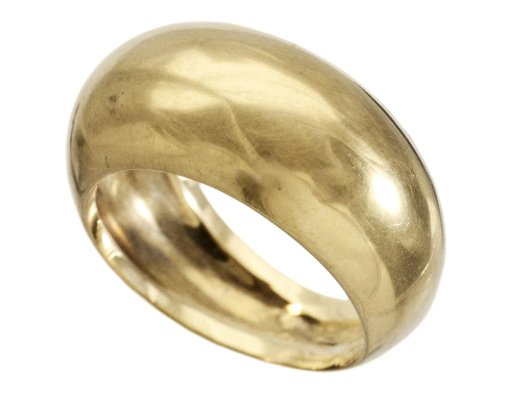 c1990 French Domed 18K Yellow Gold Ring (on white background)