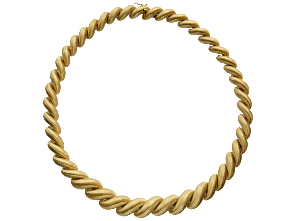 c1960 San Marco Link 18K Yellow Gold Necklace (shown on white background)