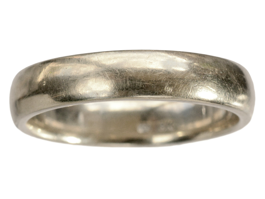 c1980 Men's 18K White Gold Wedding Band, on white background