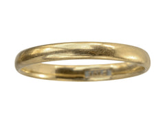 thumbnail of An antique 2.6mm wide, rounded 18K yellow gold wedding band, shown on white background.