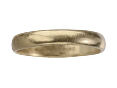 thumbnail of A patinated 14k yellow gold men's wedding band with a slightly rounded profile, shown on white background.
