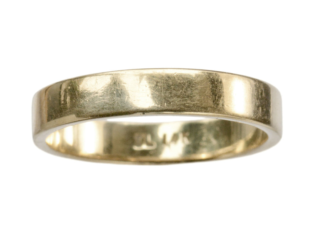 c1980 Flat 3.7mm Wide Yellow Gold Wedding Band (on white background)