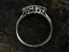 thumbnail of Side profile of simple c1920 Three Diamond Ring in Platinum (on dark background)
