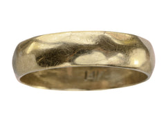 thumbnail of A 5.5mm wide vintage men's wedding band with a modeled surface, shown on white background. A faint 14K mark is visible inside the band.