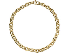 thumbnail of A c1960 14K yellow gold oval chain link necklace, shown on white background.