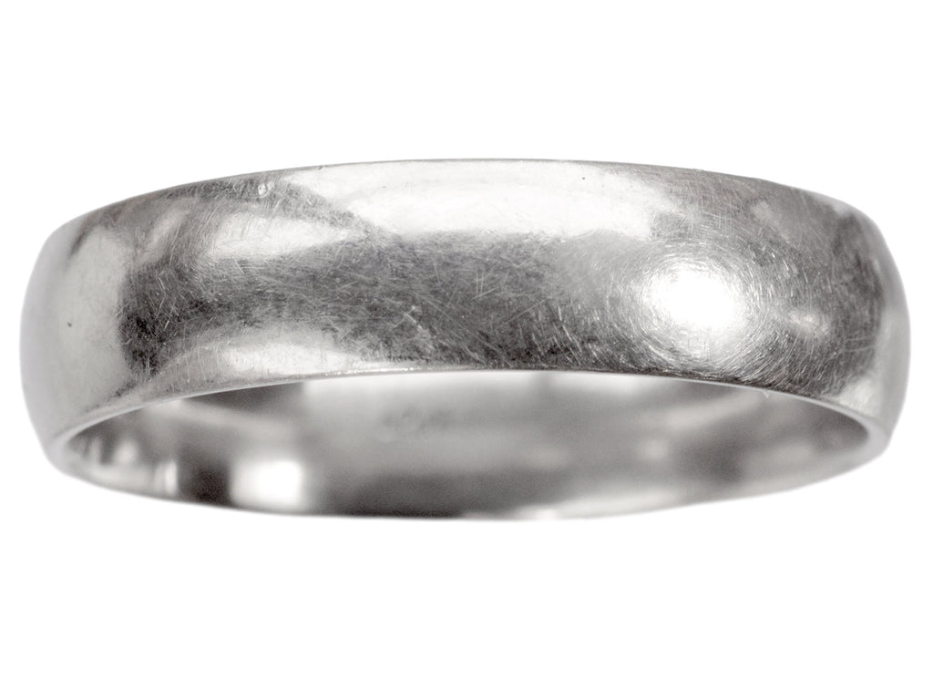 Wide men's platinum band with matte surface on white background.