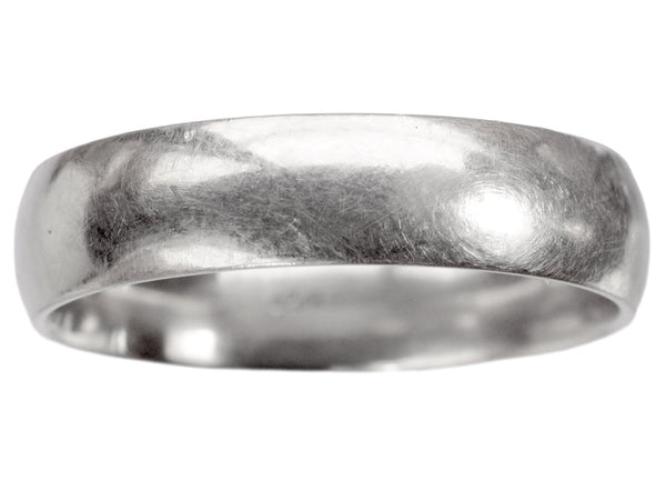 Wide men's platinum band with matte surface on white background.