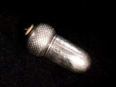 thumbnail of c1900 Silver Acorn Pendant (showing "Austria Sterling" mark on black background)