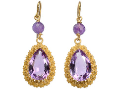 thumbnail of c1880 Amethyst Cannetille Earrings in Yellow Gold, shown on white background