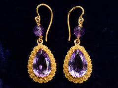 thumbnail of c1880 Amethyst Cannetille Earrings in Yellow Gold, shown on black background