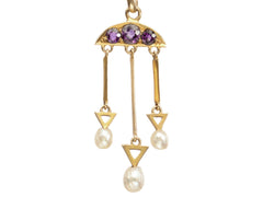 thumbnail of c1900 Amethyst & Pearl Pendant (on white background)