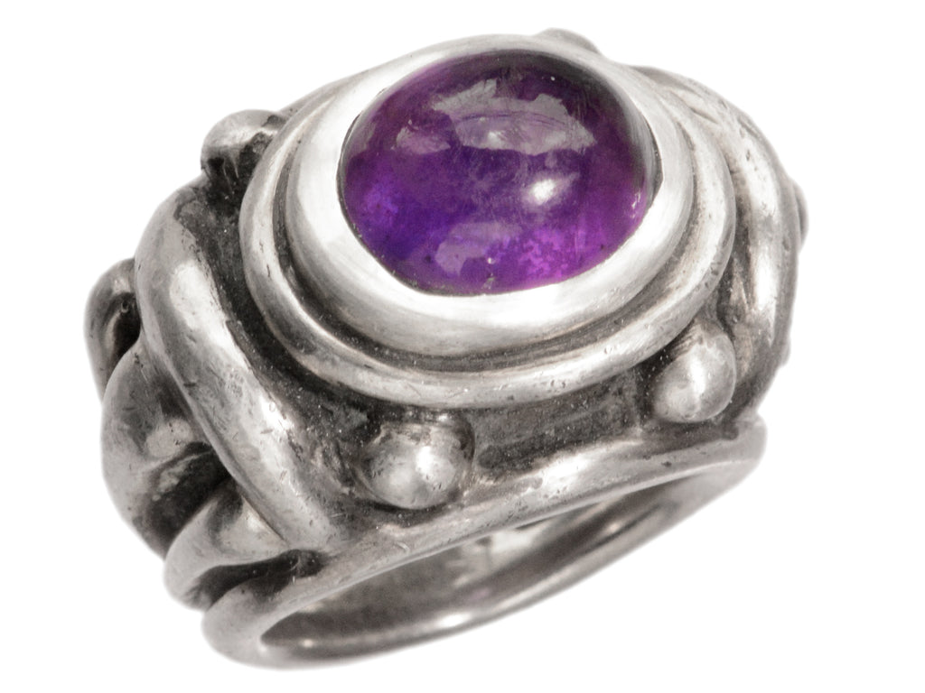 c1980 Silver Amethyst Ring (on white background)