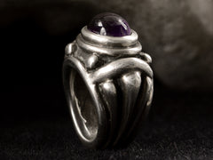 thumbnail of c1980 Silver Amethyst Ring (right side view on dark background)