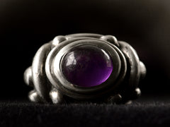 thumbnail of c1980 Silver Amethyst Ring (front view on dark background)