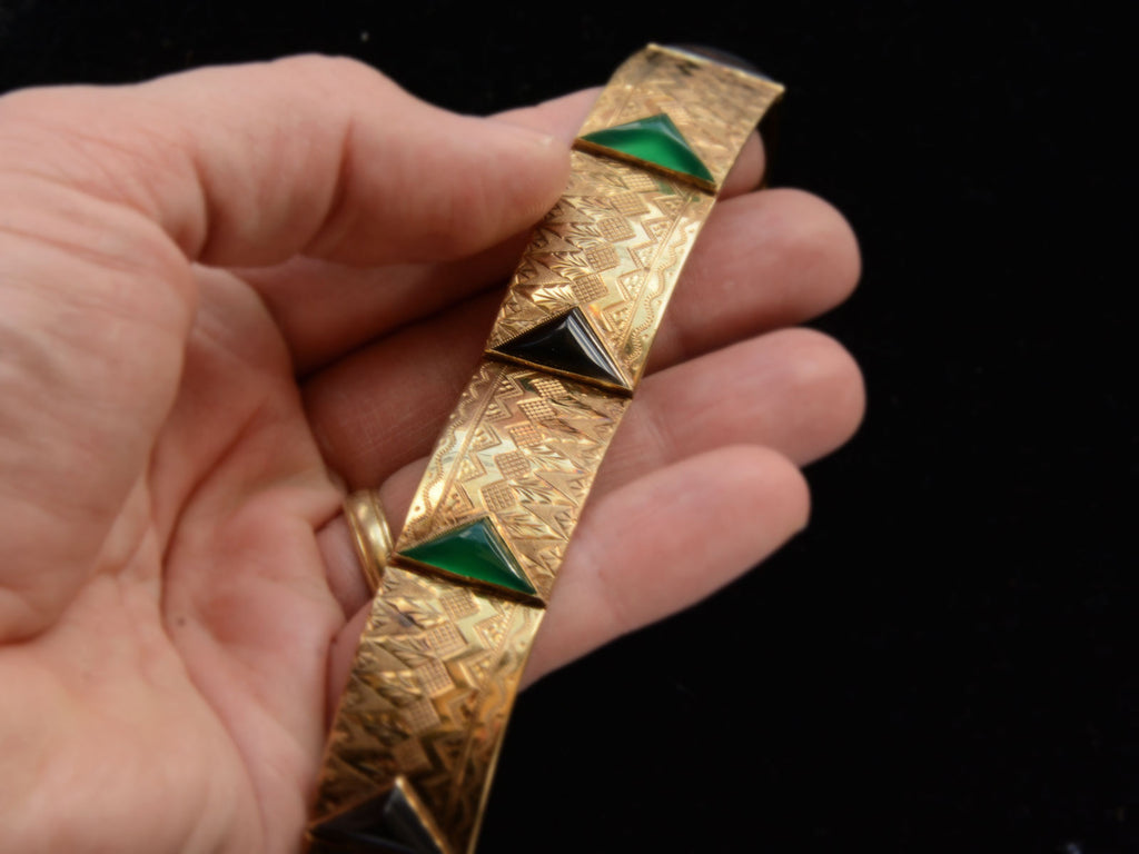 c1920 Austrian Deco Bracelet (on finger for scale)