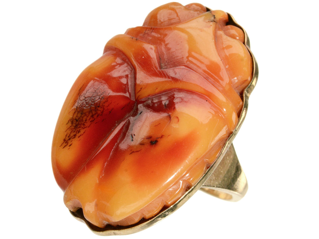 c1940 Bakelite Scarab Ring (on white background)