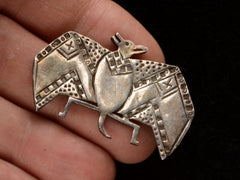 thumbnail of c1980 Silver Bat Brooch on hand