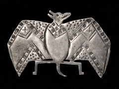 thumbnail of c1980 Silver Bat Brooch on black background