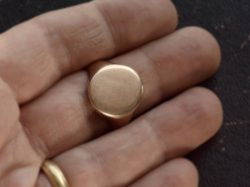 c1910 Gold Signet Ring (on hand for scale)