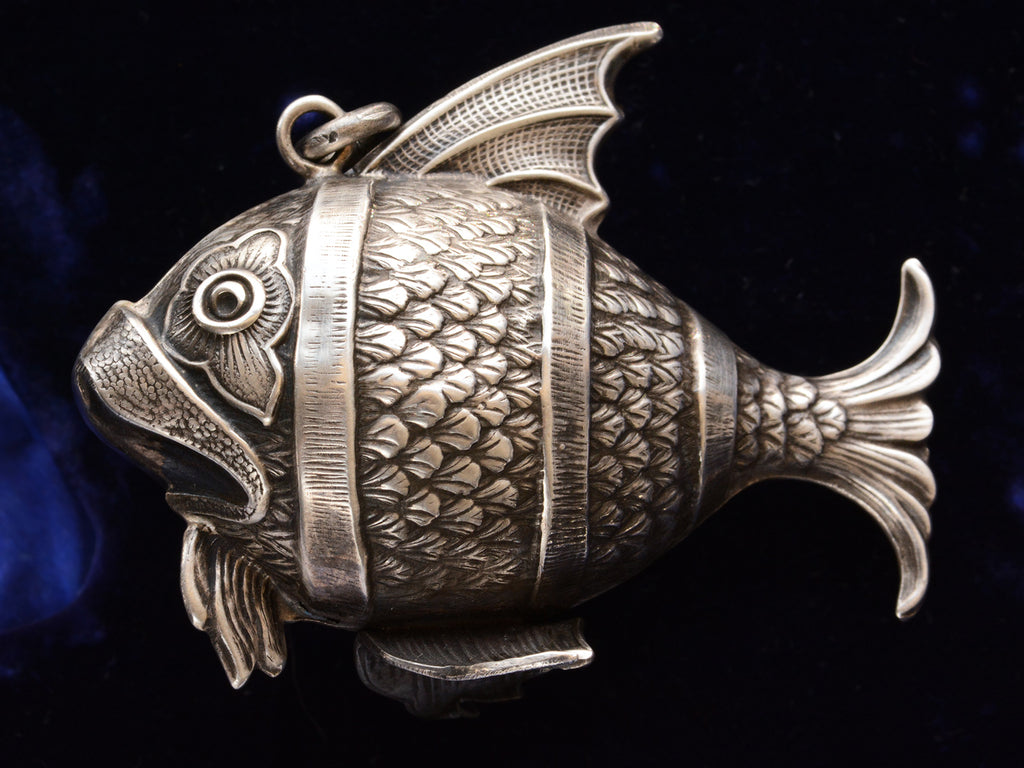 c1960 Massive Fish Pendant (reverse side on dark blue background)