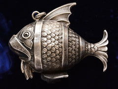 thumbnail of c1960 Massive Fish Pendant (reverse side on dark blue background)