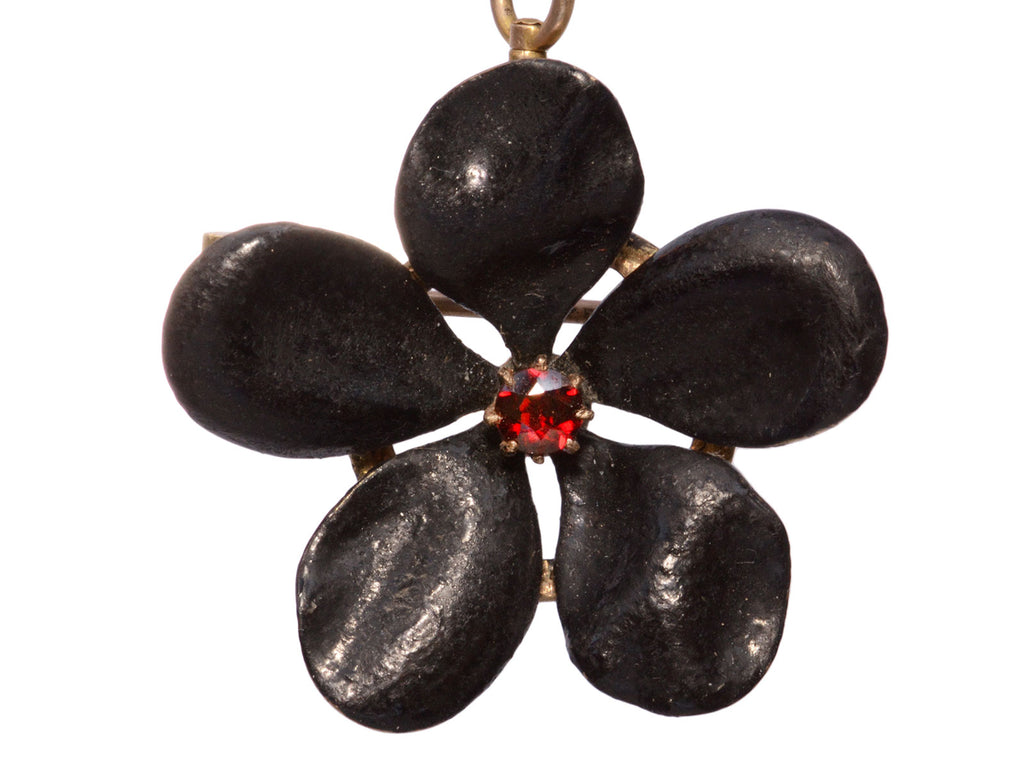 c1890 Black Flower Brooch (on white background)