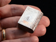 thumbnail of c1920 Book Pill Box (backside showing hallmarks)