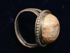 thumbnail of Vintage Boulder Opal Ring in Silver, side angle on black background