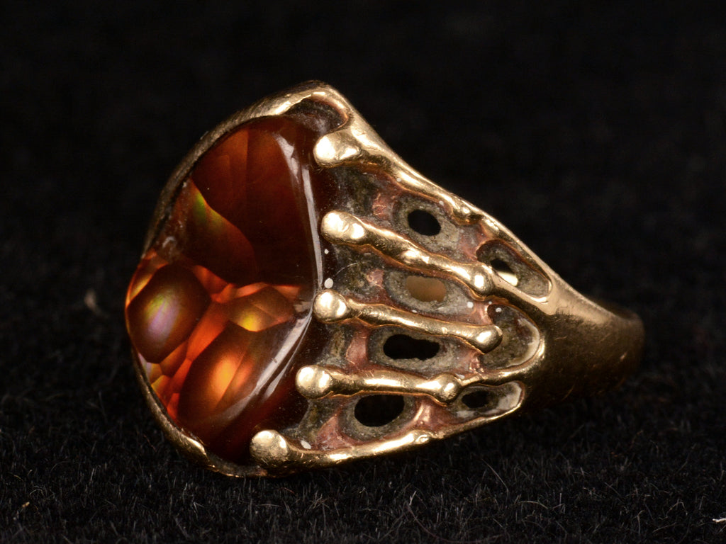 c1970 Brown Opal Ring (right side detail on black background)