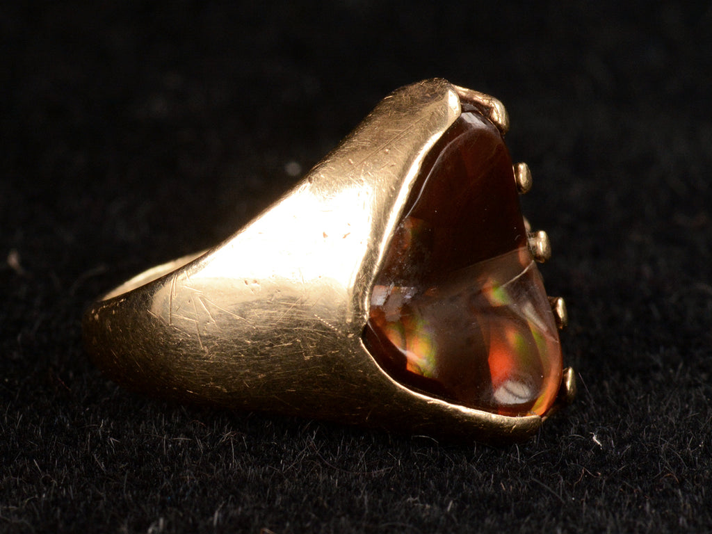 c1970 Brown Opal Ring (left side detail on black background)