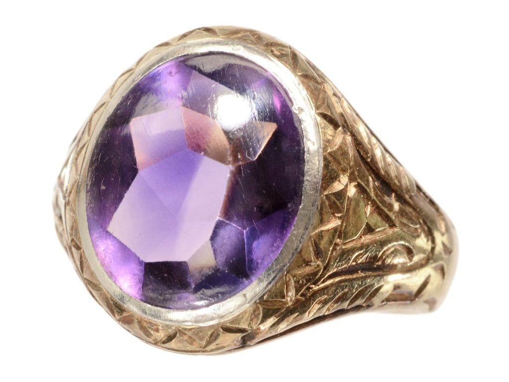 c1920 Amethyst Signet Ring (on white background)