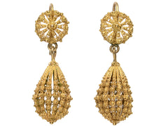 thumbnail of c1870 Yellow Gold Cannetille Drop Earrings (on white background)