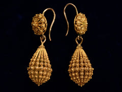 thumbnail of c1870 Yellow Gold Cannetille Drop Earrings (on black background)