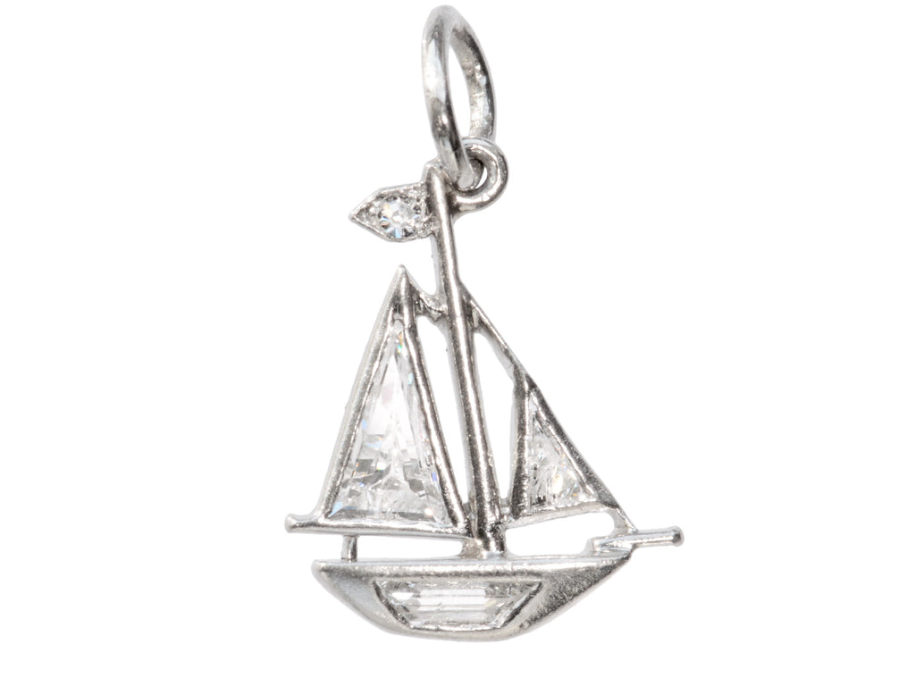 c1920 Cartier Diamond Sailboat (on white backgorund)