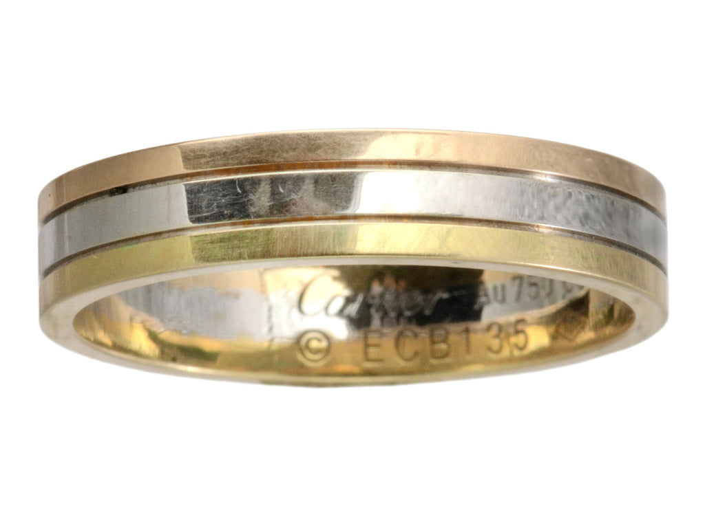 Cartier Rose, White and Yellow Gold Men's  Wedding Band (shown on white background)