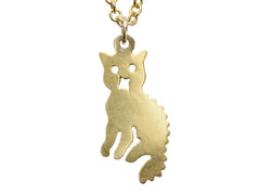 thumbnail of A 2-dimensional yellow gold cat charm hanging on chain, shown on white background.