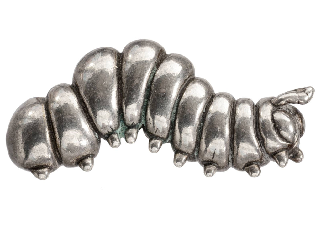 c1980 Silver Caterpillar Brooch (on white background)