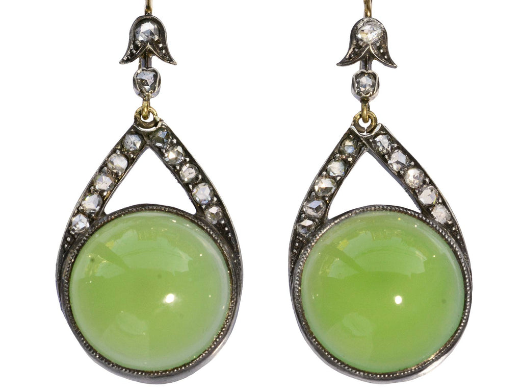 c1880 Chrysoprase Earrings (on white background)