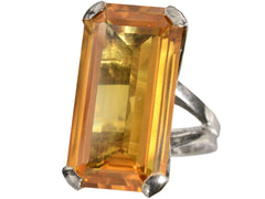 thumbnail of c1970 Orange Citrine and Silver Cocktail Ring (on white background)