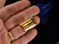 thumbnail of c1970 Orange Citrine and Silver Cocktail Ring (on hand for scale)