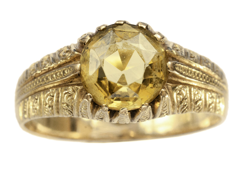 c1940 Portuguese Citrine Ring in Yellow Gold (shown on white background)