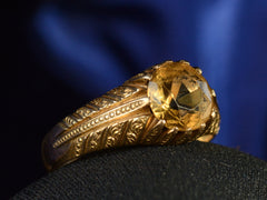 thumbnail of Left angle view of c1940 Portuguese Citrine Ring in Yellow Gold (shown on dark blue background)