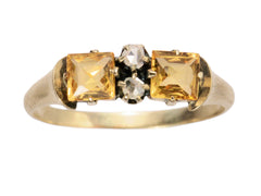 thumbnail of c1900 Citrine & Diamond Ring in Rosy-Yellow Gold (shown on white background)