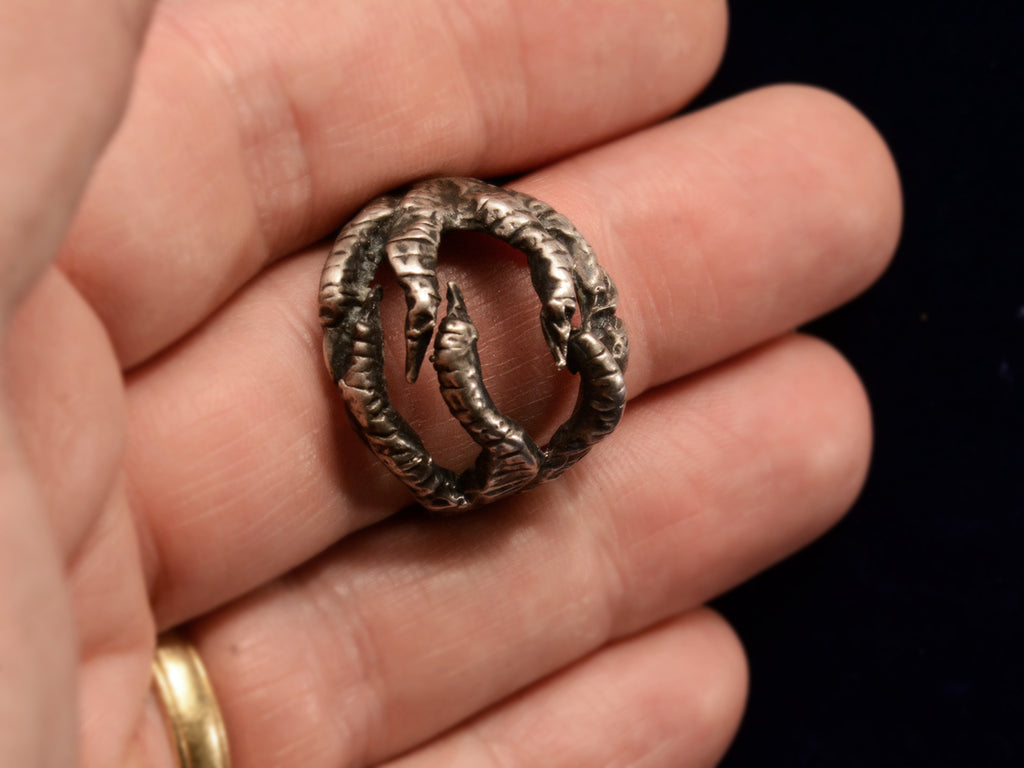 Vintage Silver Bird Claw Ring (on finger for scale)