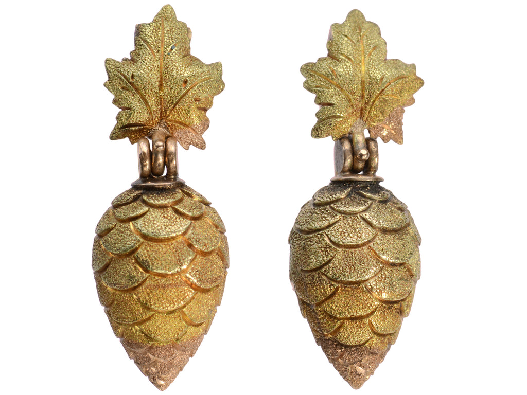 c1880 Victorian Gold Berry Earrings (on white background)