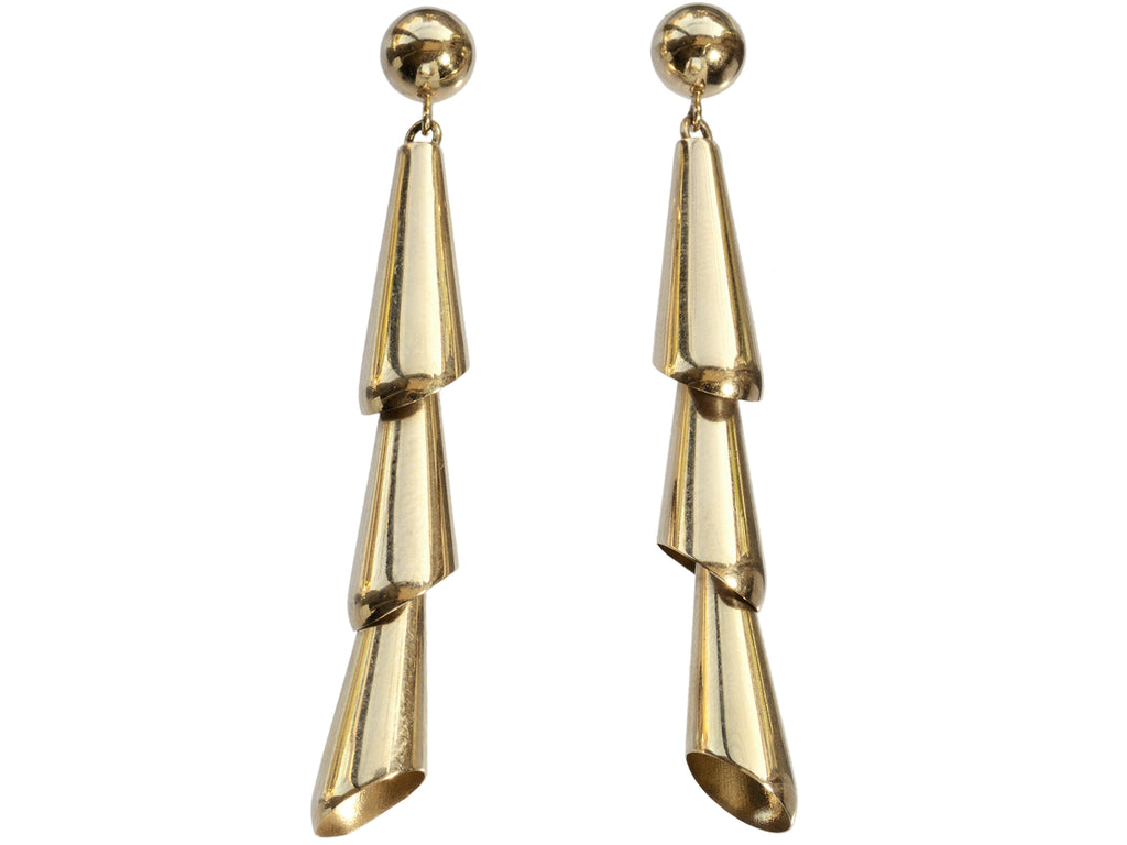 c1980 Articulated Gold Earrings (on white background)