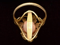 thumbnail of Inside view of 1930 ring with a coral rose shown on black background.