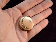 thumbnail of c1900 Crescent Locket (on hand for scale)